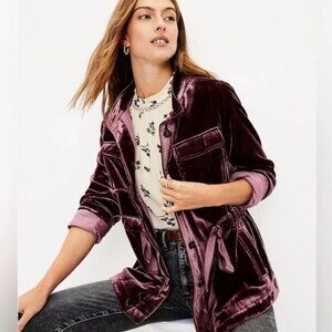 LOFT pink velvet jacket XS